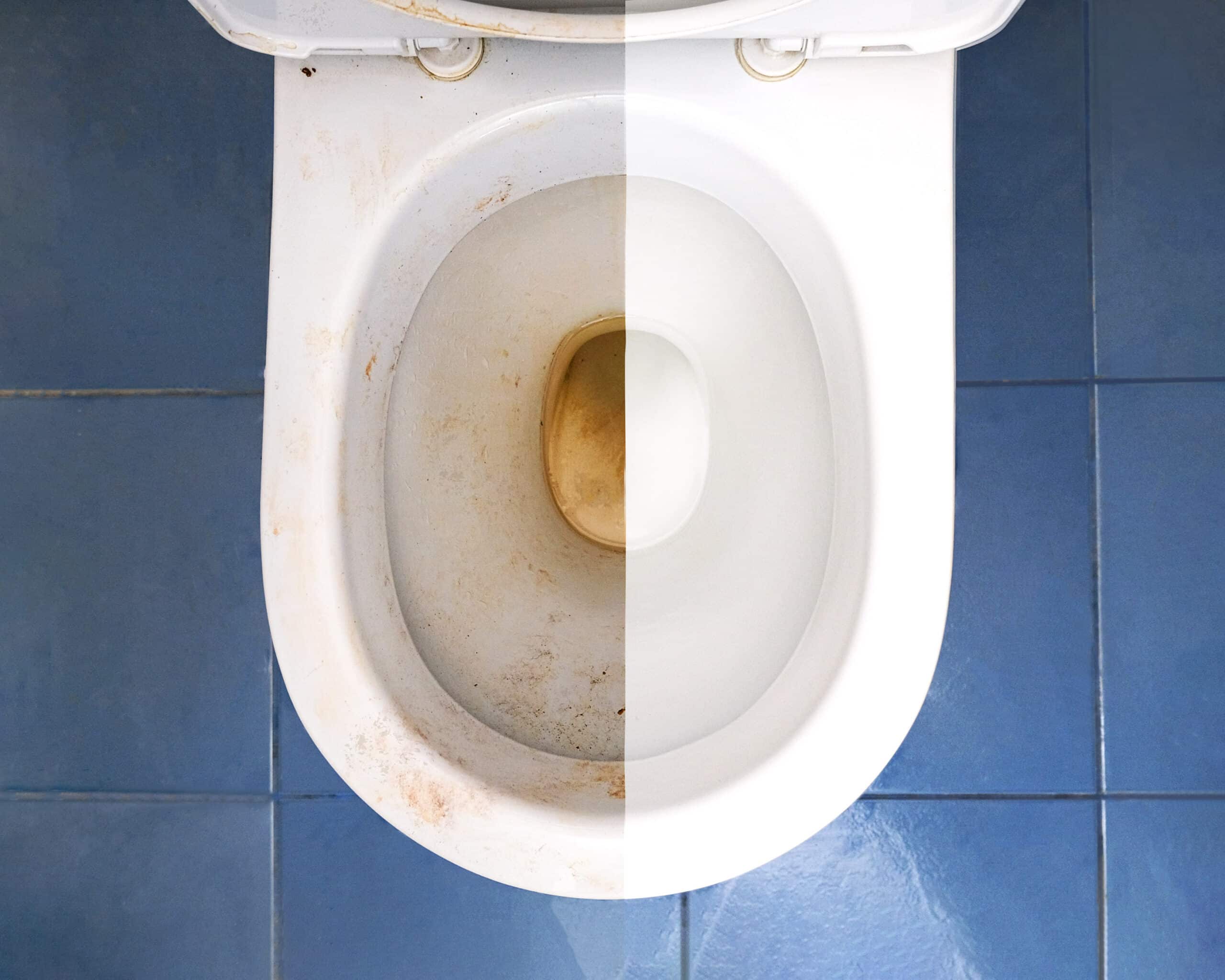 vor/nach der Reinigung vergilbt gereinigt