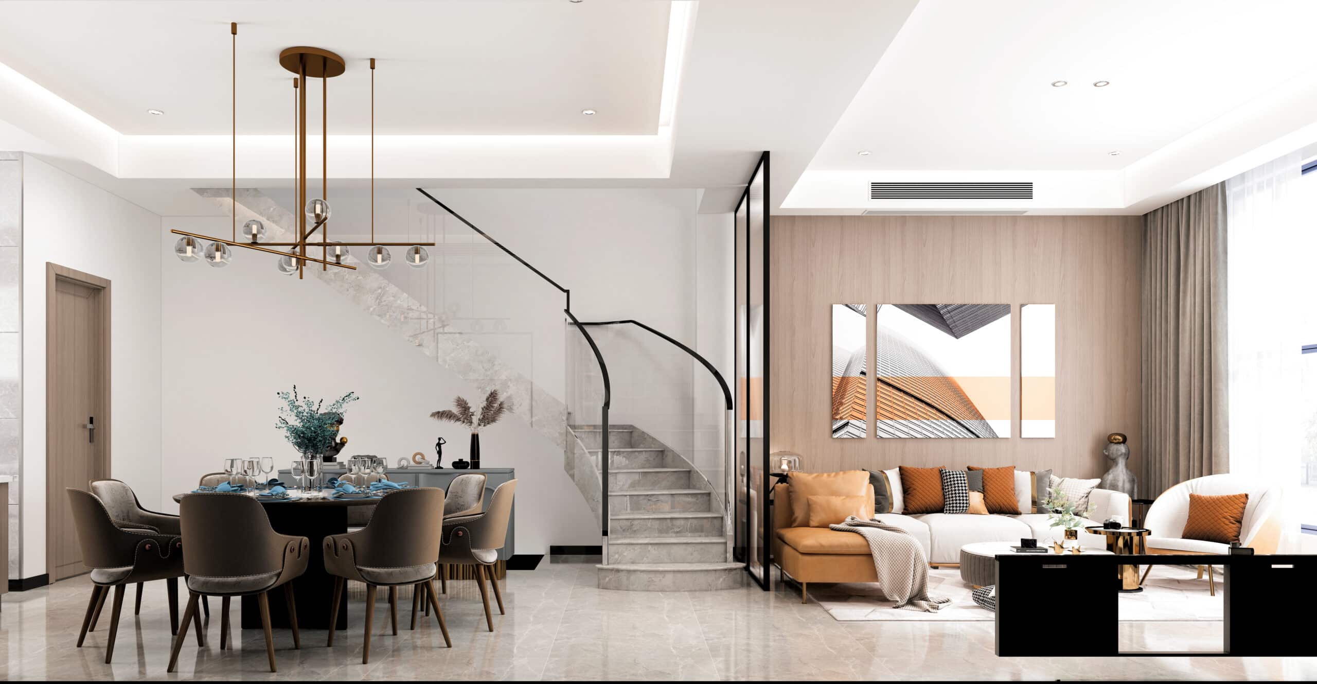 Wohnzimmer mit Mikrozementboden